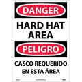 National Marker Co Bilingual Vinyl Sign - Danger Hard Hat Area ESD46PC